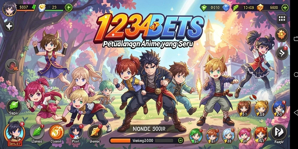 Tampilan gameplay yang dinamis dan karakter Anime yang menarik di 1234BETS.