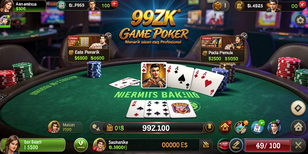 Tampilan gameplay poker yang seru dan menantang di 99ZK.