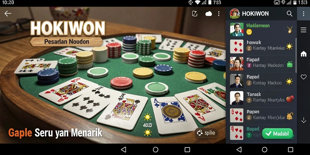 Tampilan gameplay HOKIWON yang seru dalam permainan Gaple.