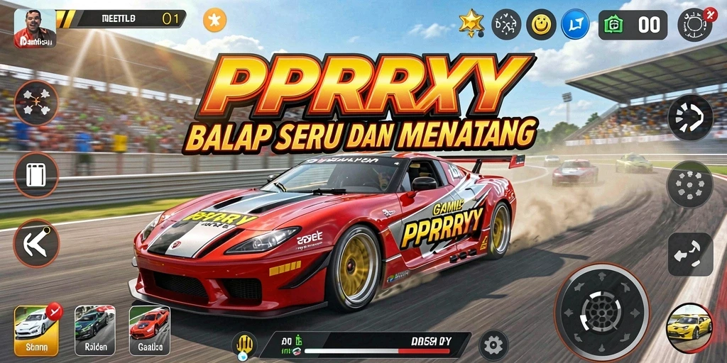 Screenshot gameplay PPRRYY menampilkan aksi balap yang intens dan grafik yang menakjubkan.