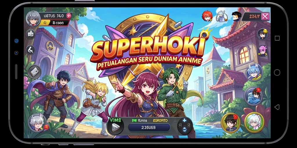 Tangkapan layar dari gameplay SUPERHOKI menampilkan aksi seru karakter anime.